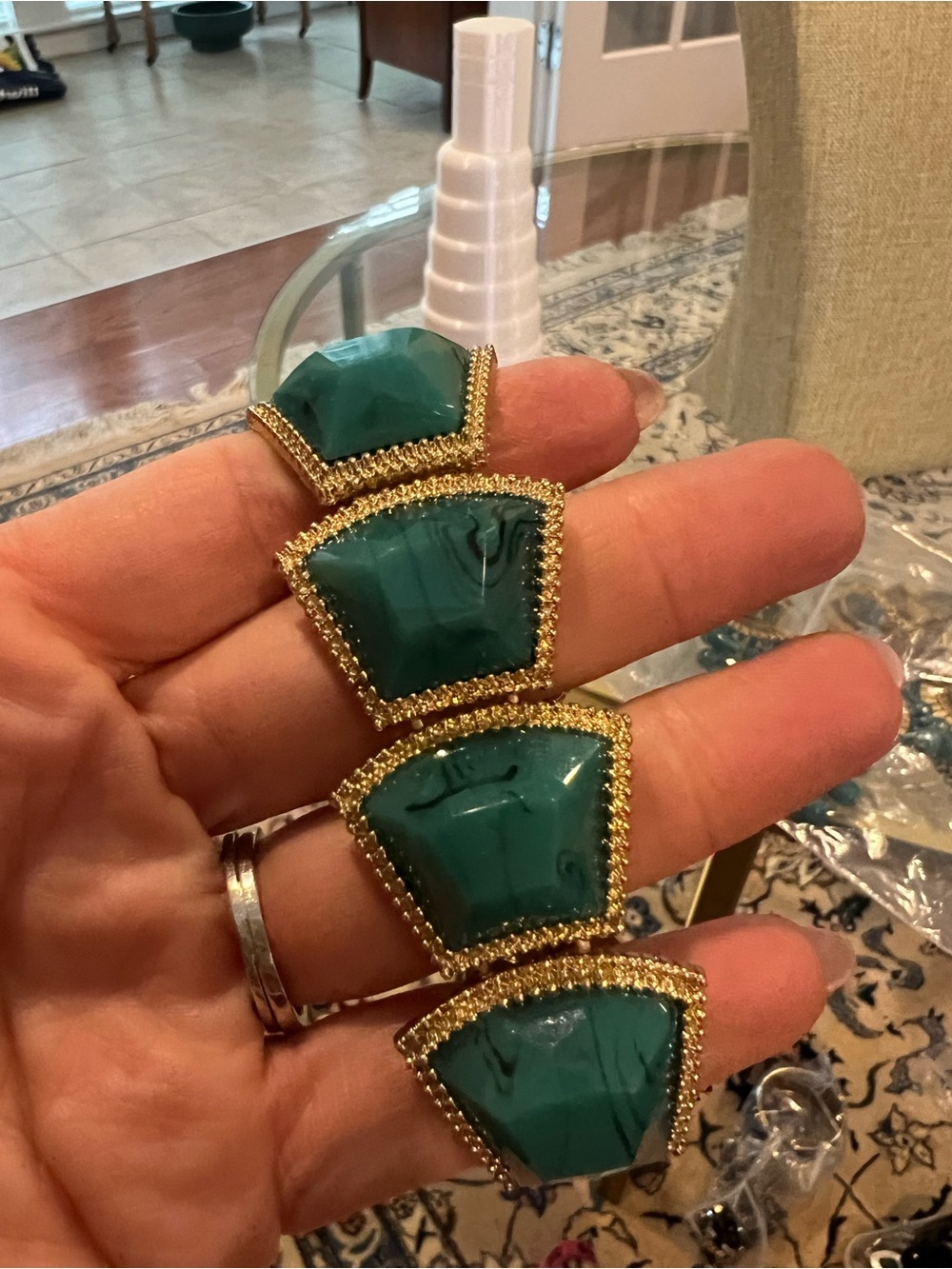Teal & Gold Statement Necklace Lot 💙✨ - Picture 5 of 11